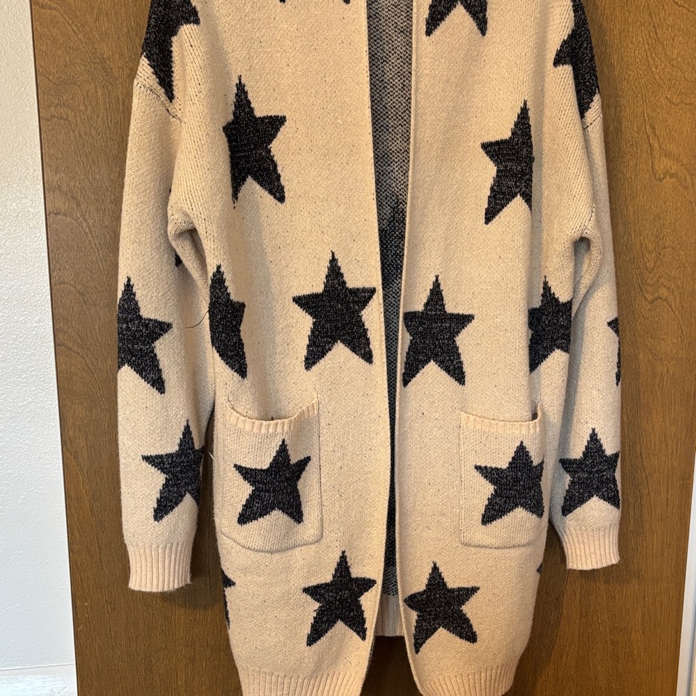 Vici Beige and Black Star Cardigan